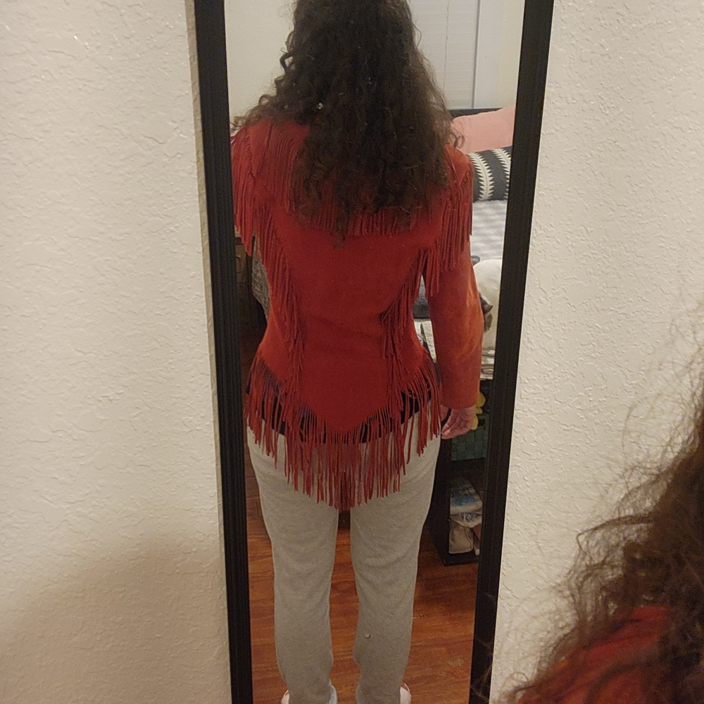 Echo Mountain by Arturo Suede Fringe Jacket - Rust - Made In Mexico - Vintage - Picture 11 of 12
